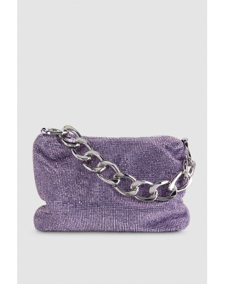 Bolso Maxichain Strass Lila