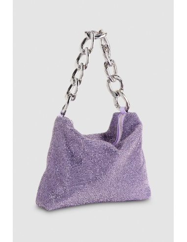 Bolso Maxichain Strass Lila