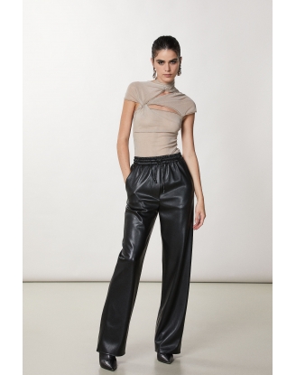 Pantalon palazzo efecto piel