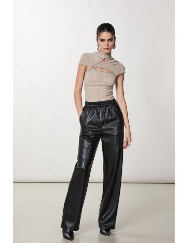 Pantalon palazzo efecto piel