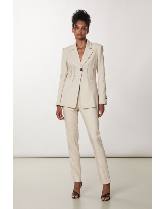 Pantalon traje beige melange