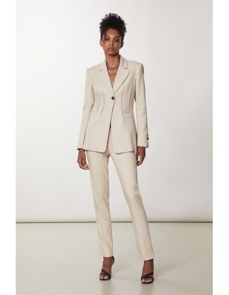 Pantalon traje beige melange