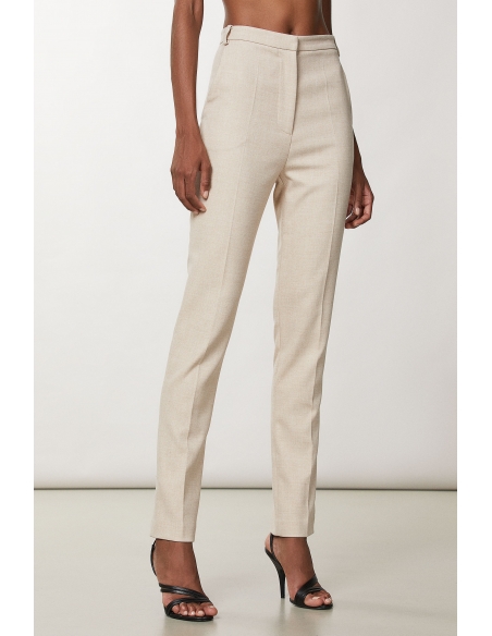 Pantalon traje beige melange