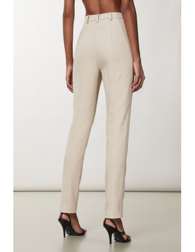 Pantalon traje beige melange