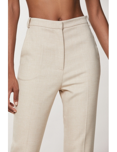 Pantalon traje beige melange