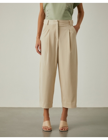 Pantalon con pliegue beige