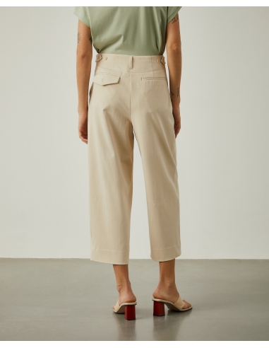 Pantalon con pliegue beige