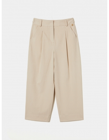 Pantalon con pliegue beige