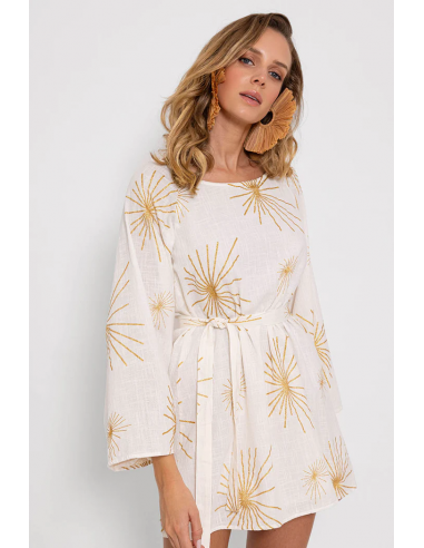 Vestido Amande white and gold
