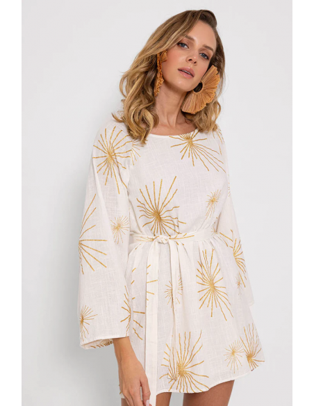 Vestido Amande white and gold