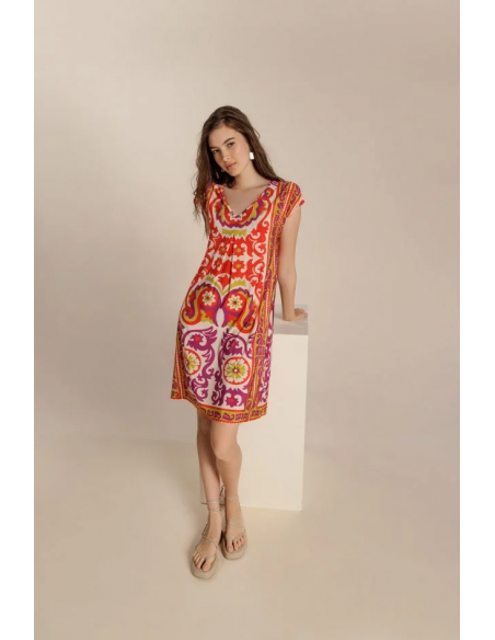 VESTIDO ESTAMPADO NARANJA